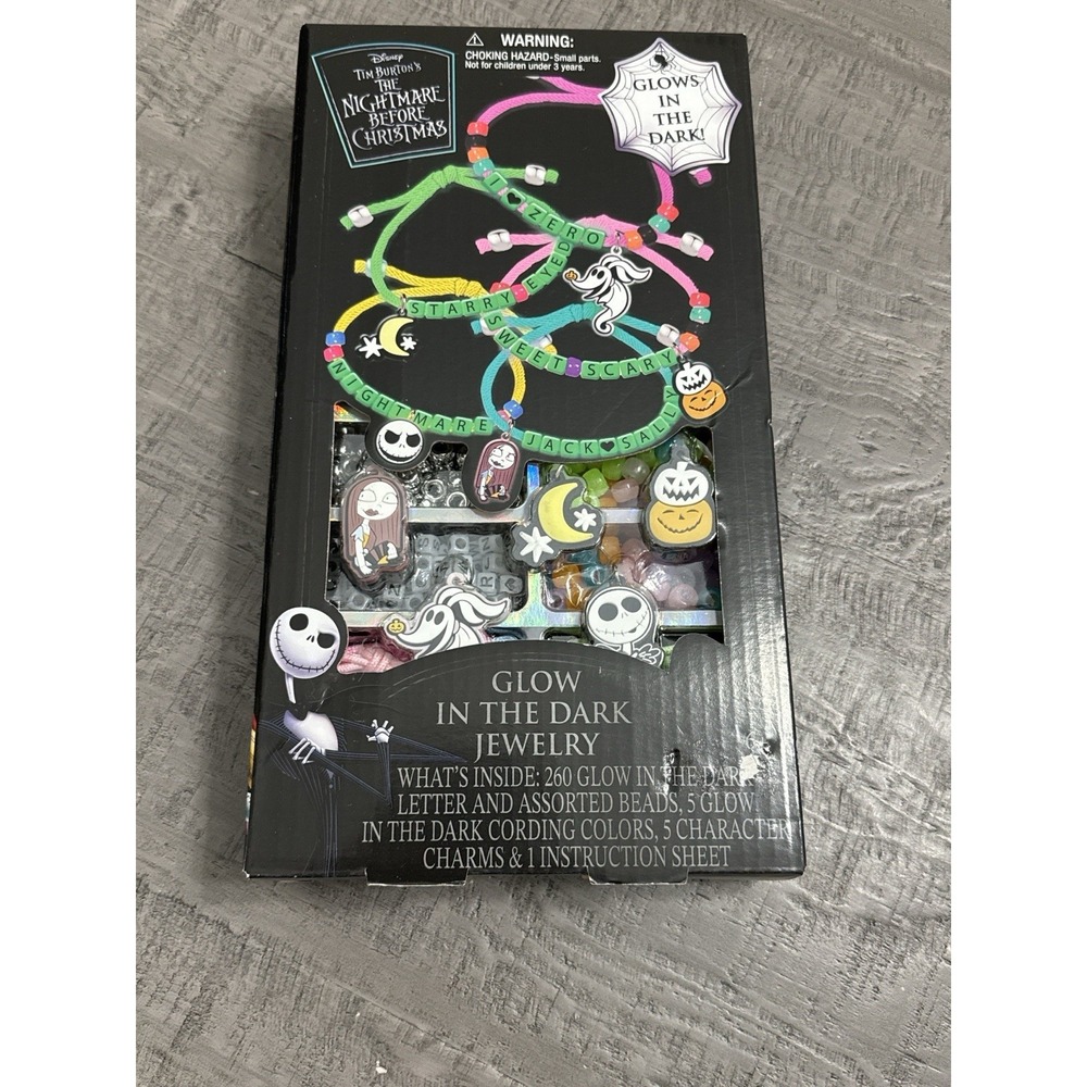 Nightmare Before Christmas Glow in the Dark Jewelry Kit‎ Jack Sally Zero New